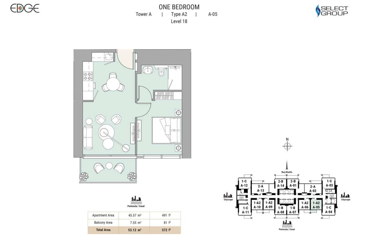 Type A2, Level 18, A-5 - The Edge Tower 1